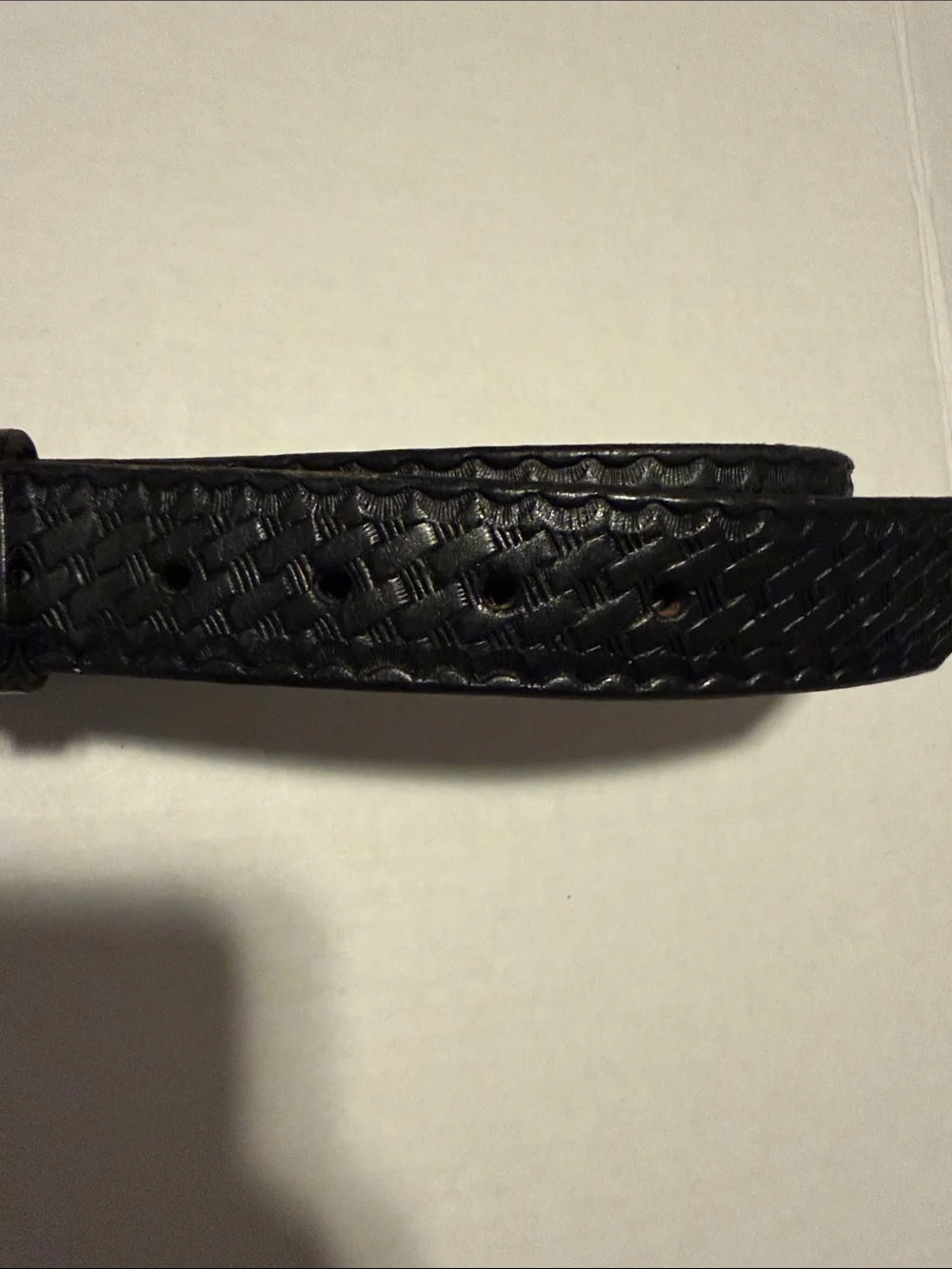Men's Black Woven Leather Belt - Classic Style